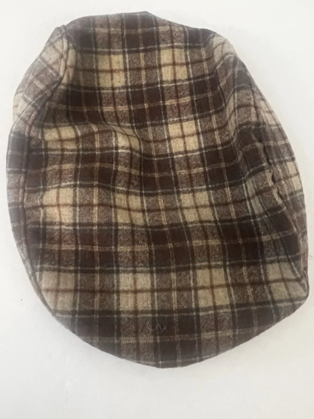 Vintage Pendleton Cabbie Hat Brown Plaid Wool Newsboy Cap Golf L
